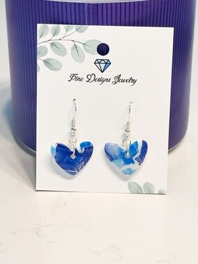 Deep Blue Heart Earrings